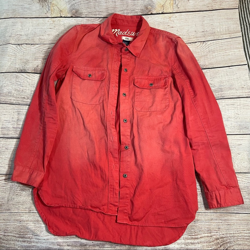 Madewell coral button down shirt xsmall